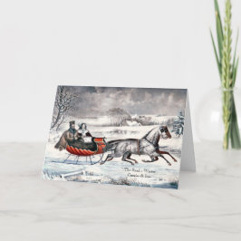 Currier & Ives - Wenskaart - De Weg, Winter Feestdagen Kaart