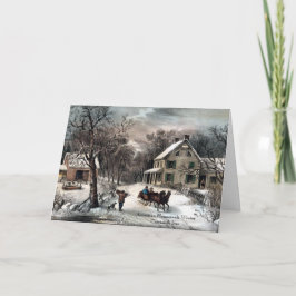 Currier & Ives - Wenskaart - Homestead Winter Feestdagen Kaart