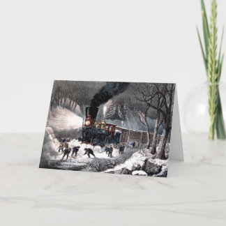Currier & Ives - Wenskaart -Sneeuwgebonden Feestdagen Kaart