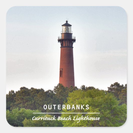Currituck Beach Light. Vierkante Sticker (Voorkant)