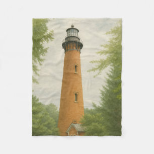 Currituck Beach Lighthouse Aquarel Fleece Deken