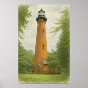 Currituck Beach Lighthouse Aquarel Poster