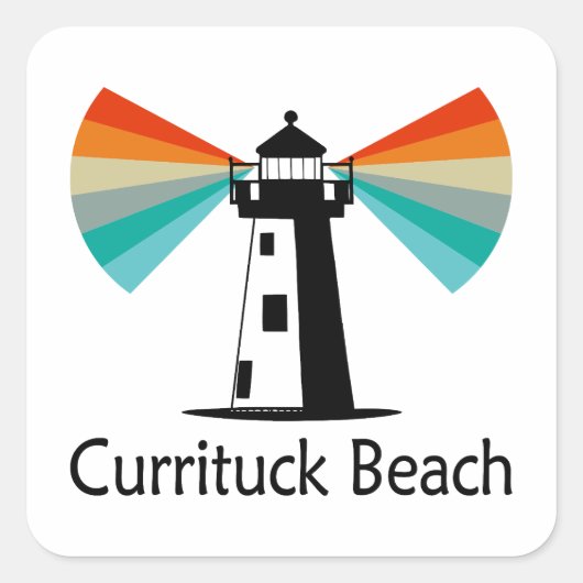 Currituck Beach Lighthouse Regenboog Vierkante Sticker (Voorkant)