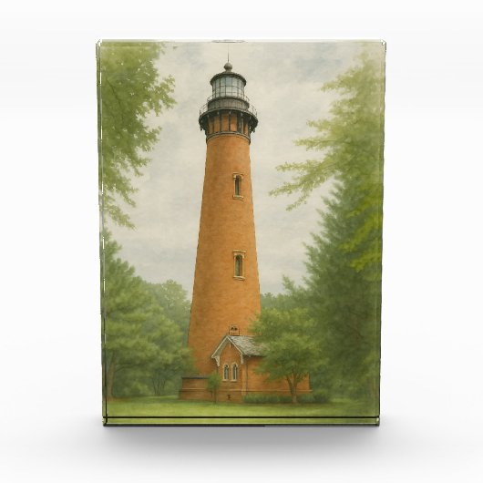 Currituck Beach Lighthouse Watercolor Fotoblokken (Voorkant)