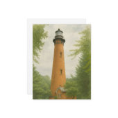 Currituck Beach Lighthouse Watercolor Notitiekaartje (Voorkant / Achterkant in situ)