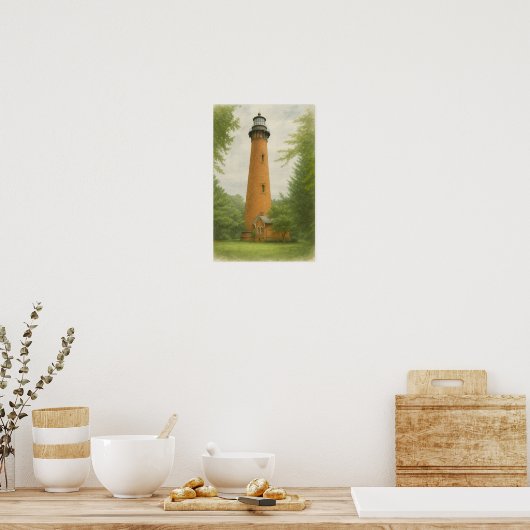 Currituck Beach Lighthouse Watercolor Poster (Keuken)