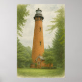 Currituck Beach Lighthouse Watercolor Poster (Voorkant)