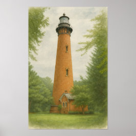 Currituck Beach Lighthouse Watercolor Poster