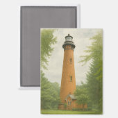 Currituck Beach Lighthouse Waterverf Magneet (Voorkant / Achterkant)