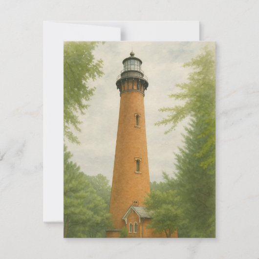 Currituck Beach Lighthouse Waterverf Notitiekaartje (Voorkant)