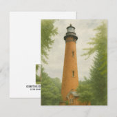 Currituck Beach Lighthouse Waterverf Notitiekaartje (Voorkant / Achterkant)