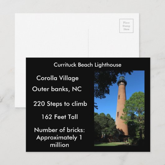 Currituck Beach vuurtoren Briefkaart (Voorkant / Achterkant)