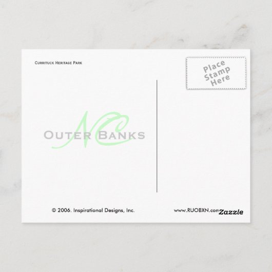 Currituck Heritage Park Briefkaart (Achterkant)