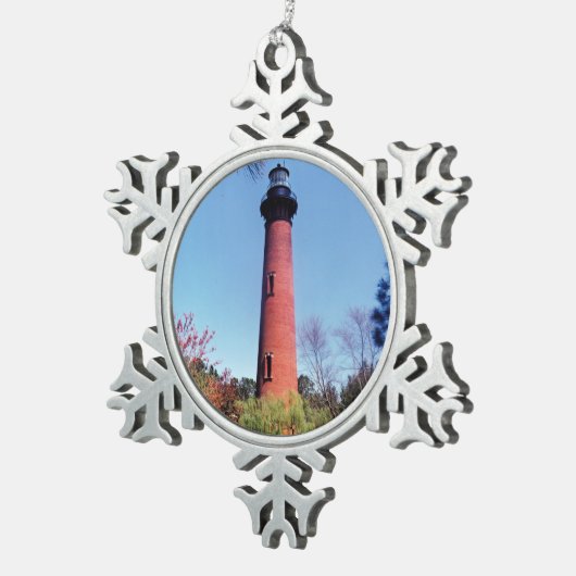 Currituck Lighthouse Tin Sneeuwvlok Ornament (Rechts)
