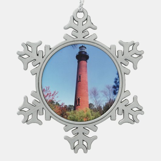Currituck Lighthouse Tin Sneeuwvlok Ornament (Voorkant)