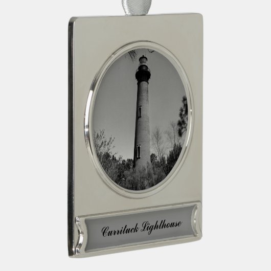 Currituck Lighthouse Verzilverd Banner Ornament (Rechts)
