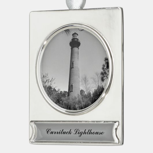 Currituck Lighthouse Verzilverd Banner Ornament (Links)