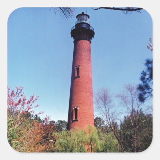 Currituck Lighthouse Vierkante Sticker (Voorkant)