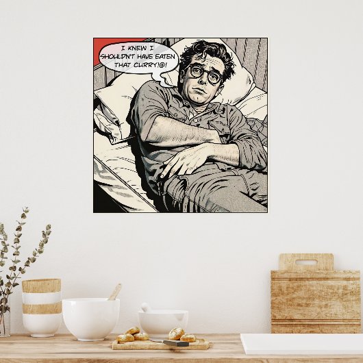 Curry Eating 1950's Comic Poster (Keuken)