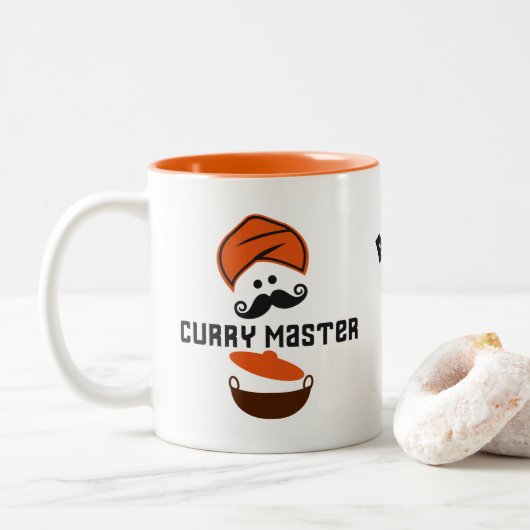 Curry Master King van de Keuken Koken Tweekleurige Koffiemok (Met donut)