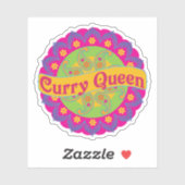 Curry Queen Indisch Patroon, Spicy Food, Chef Sticker (Vel)