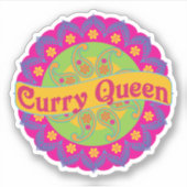 Curry Queen Indisch Patroon, Spicy Food, Chef Sticker (Voorkant)