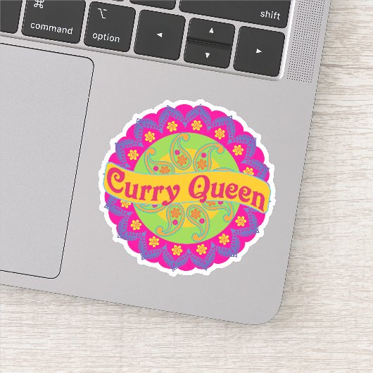 Curry Queen Indisch Patroon, Spicy Food, Chef Sticker (Detail)