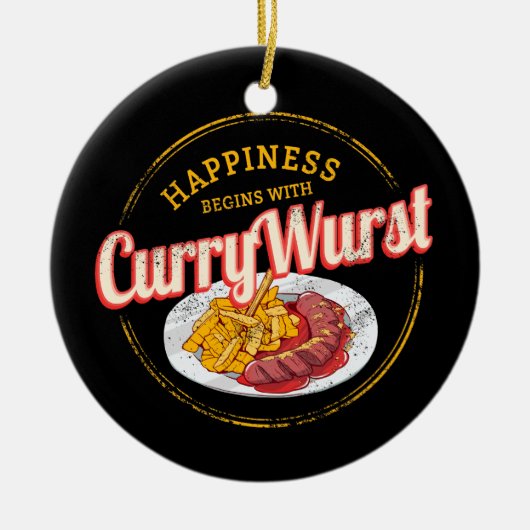 Currywurst Retro Worst Antieke Franse Frites Keramisch Ornament (Voorkant)