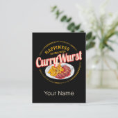Currywurst Retro worst  frietjes Feestdagenkaart (Staand voorkant)
