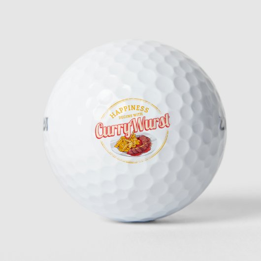 Currywurst Retro worst  frietjes Golfballen (Voorkant)