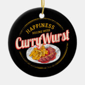 Currywurst Retro worst  frietjes Keramisch Ornament (Voorkant)