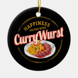 Currywurst Retro worst  frietjes Keramisch Ornament