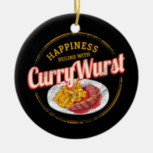Currywurst Retro worst frietjes Keramisch Ornament