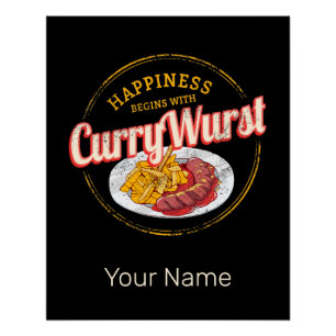 Currywurst Retro worst  frietjes Perfect Poster