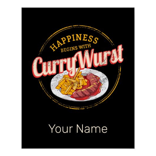 Currywurst Retro worst  frietjes Perfect Poster (Voorkant)