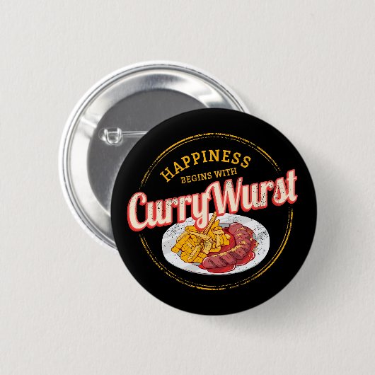Currywurst Retro worst  frietjes Ronde Button 5,7 Cm (Voorkant /achterkant)