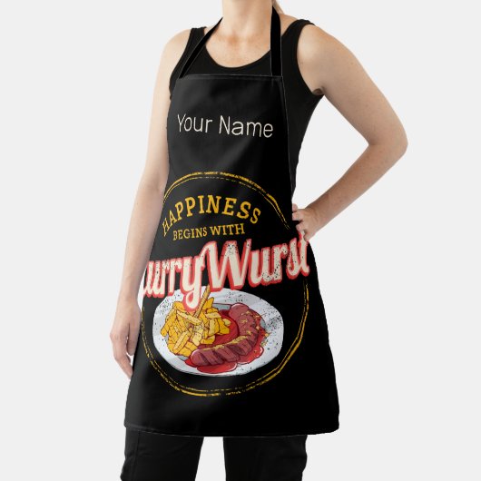 Currywurst Retro worst frietjes Schort (Insitu)