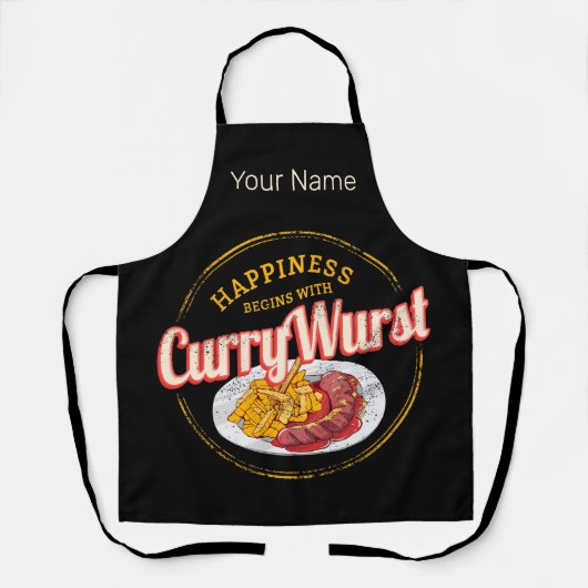Currywurst Retro worst frietjes Schort (Voorkant)