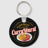 Currywurst Retro worst frietjes Sleutelhanger (Voorkant)