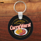 Currywurst Retro worst frietjes Sleutelhanger (Voorkant)