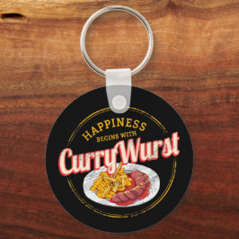 Currywurst Retro worst  frietjes Sleutelhanger
