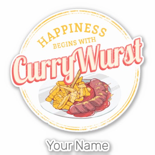 Currywurst Retro worst  frietjes Sticker (Voorkant)