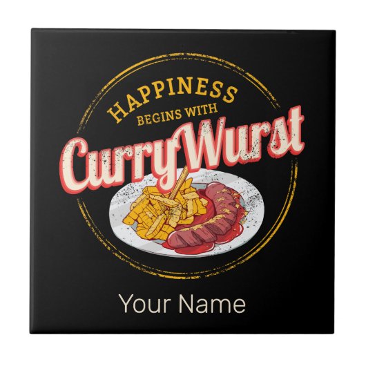 Currywurst Retro worst  frietjes Tegeltje (Voorkant)