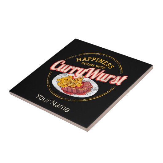 Currywurst Retro worst  frietjes Tegeltje (Zijkant)