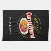 Currywurst Retro worst  frietjes Theedoek (Horizontaal)