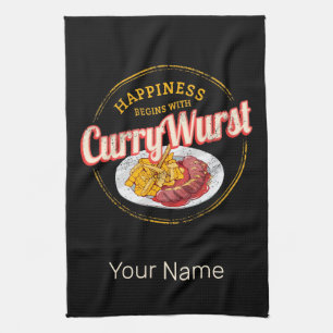 Currywurst Retro worst frietjes Theedoek