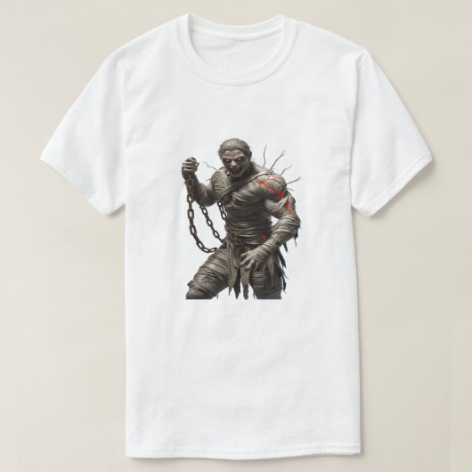 Cursed Chains Mummy - Muscular Horror Warrior Hall T-shirt (Design voorkant)