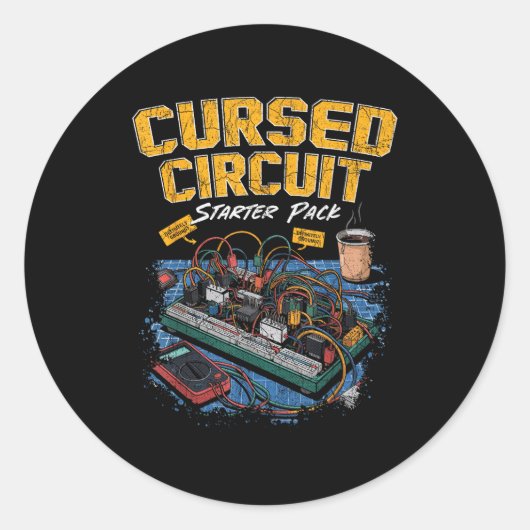 Cursed Circuit Starter Pack Funny Electronics Hall Ronde Sticker (Voorkant)