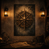 Cursed Compass Sigil Pirate Poster