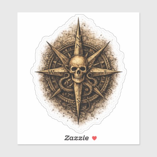 Cursed Compass Sigil Pirate Sticker (Vel)